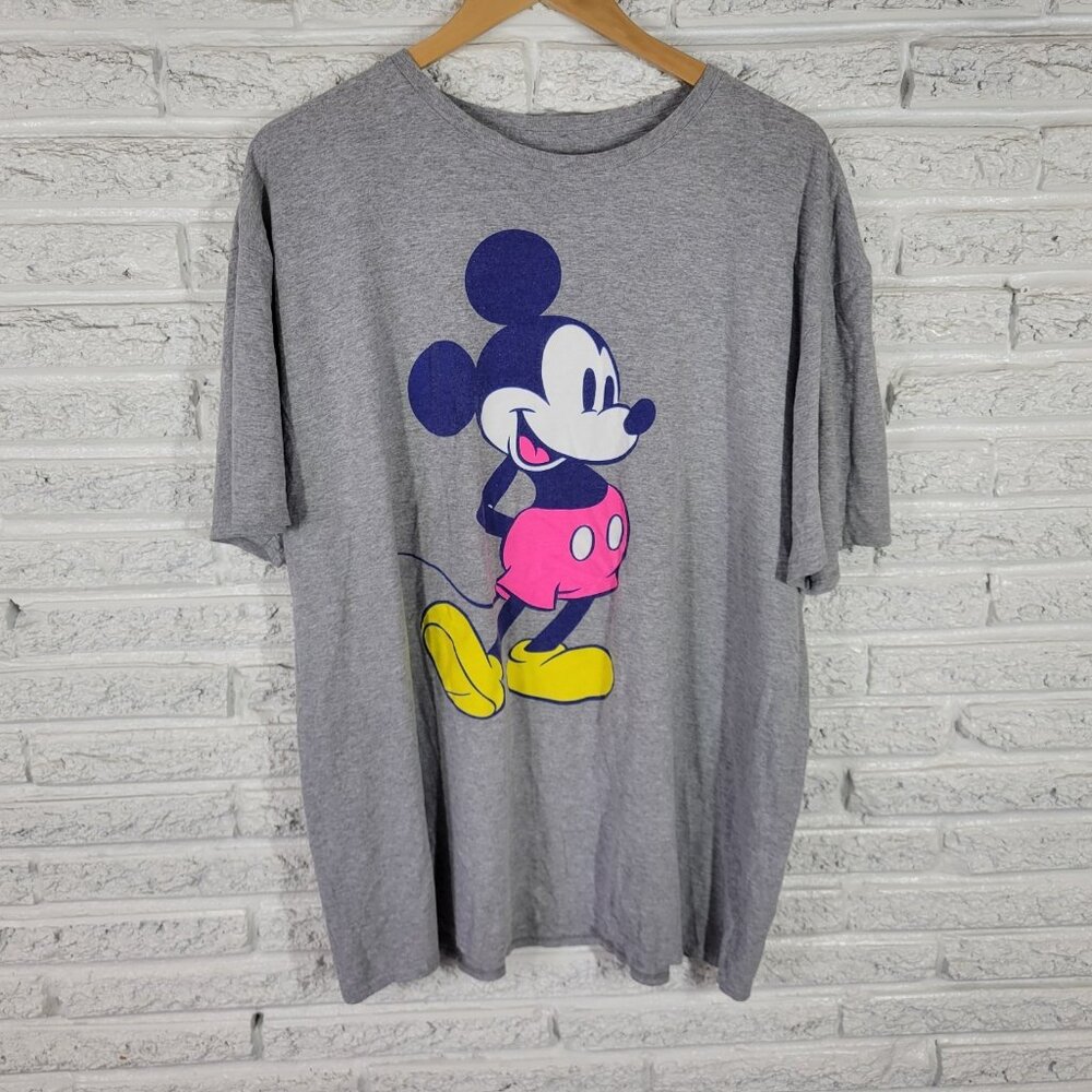 Disney Mickey Mouse Women's 2XL Plus Size Gray Top Short Sleeve‎  NOV82E